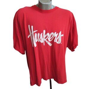 XXL Nebraska Huskers  Vintage Mens T-shirt Spellout 1990's Champs Crackle Boxy